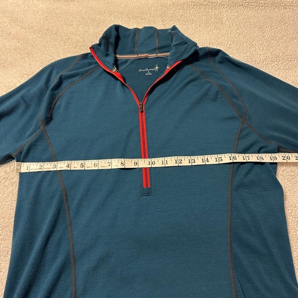 Smartwool Teal Classic Thermal Merino Base Layer 1/4 Zip Pullover - Picture 6 of 11